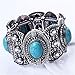 Tzou Vintage Tibetan Silver Ethnic Gothic Oval Turquoise Inlay Wide Bangle Women