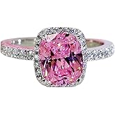 KUYIUIF Brilliant Cut Solitaire Cubic Zirconia CZ Engagement Ring 18k White Gold Pink Austria Crystal Lady Bridal Wedding Engagement (5)