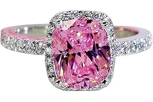 KUYIUIF White Gold Plated 4 Carat Brilliant Cut Solitaire Cubic Zirconia CZ Engagement Ring Purpose Statement Anniversary Halo Ring