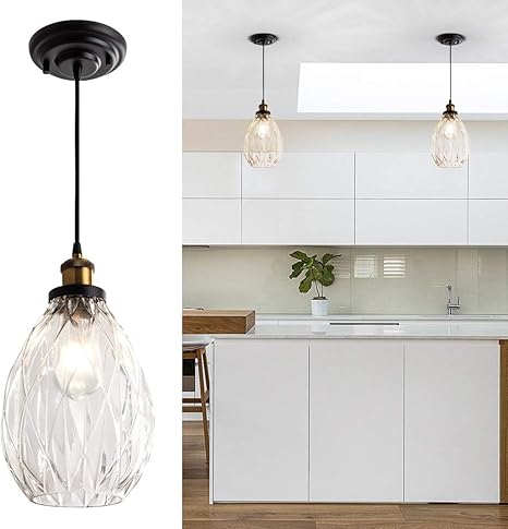 mini lampara de techo de cristal para colgar en la cocina moderna y ajustable acabado en niquel cepillado estilo rustico para cocina isla