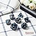 Metal Dice Set,7-Die Polyhedral Dice with Metal Box, Shiny Black Finish with Blue Number for Role Playing Game,Dungeons & Dragons,Pathfinder,Shadowrun,D&D,RPG Dice Gaming and Math Teaching.