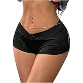RoseSeek Women's Y2K Low Rise Booty Shorts Crossover V Waist Skinny Mini Shorts Hot Pants