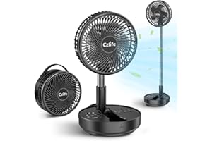 Czlife F9 Portable Fan, 10000mAh Rechargeable Battery Powered for Travel Sleeping Camping Bedroom Outdoor, Cordless Floor Desk Fan, Oscillating Folding USB Fan with Remote, 4 Speed, Timer, 7.7"