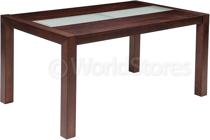 Jasmin Table A Manger Bois Wenge Table Avec Centre En Verre Depoli