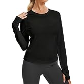 Liuetssory Women's Long Sleeve Workout Shirt Slim Fit Yoga Top Moisture Wicking Athletic Shirt with Thumb Holes Running Gym
