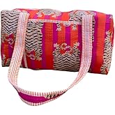 INDACORIFY Cotton Tiger Print Quilted Duffle Bags Large Size Beautiful Print Weekender Bags Handmade Shoulder Travel Overnight Trip Yoga Bag