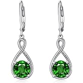Seiyang Birthstone Dangle Drop Earrings 925 Sterling Silver Infinity Birthstone Earrings Valentine's Day Jewelry Gifts for Women Girls
