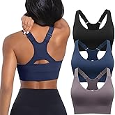 Advilofa Sports Bras for Women 3 Pack,High Support Racerback Sports Bra Adjustable Straps,High Impact Padded Workout Bras