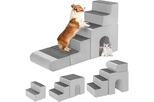OSYKIU 5-Tier Pet Stairs for Dogs to Get on Bed, 30 Inches Dog Stairs for High Beds & Couch, Removable Doggy Ramp for Small Dogs and Cats, Great Gifts for Your Puppy
