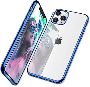 Amazon Com Dtto Compatible With Iphone 11 Pro Case Slim Fit Clear Soft Tpu Cover Case With Metal Luster Edge For 19 Iphone 5 8 Inch Blue Cell Phones Accessories