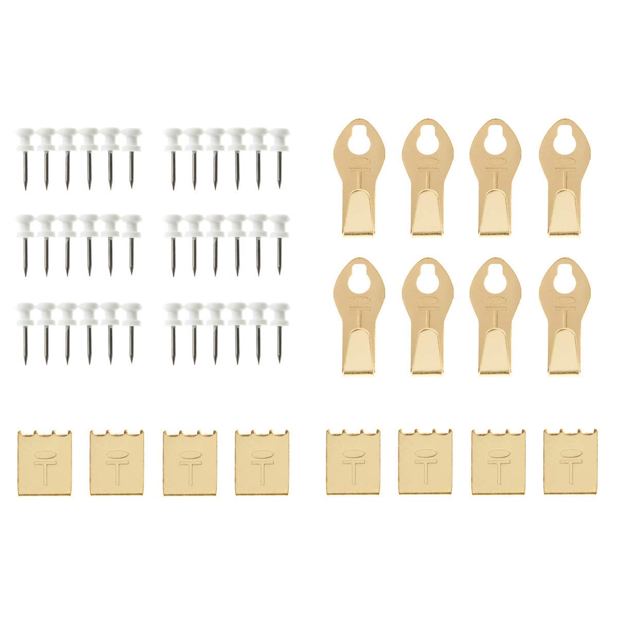 Takker Refill Pack of 52 Includes 36x Takker Picture Hooks, 8X Picture Hooks and 8X Canvas Print Hangers Compatible with Picture Hanging Tool - for Pictures Clocks Decorations