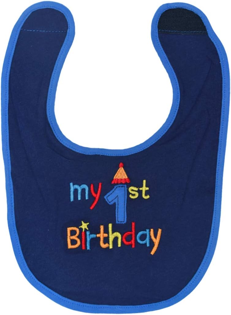 Celebris First Birthday Bibs Boy Cake Smash Bib 1st Birthday Outfit Accessory Party Supplies (Navy Blue)