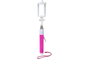 iFocus Electronics, Selfie Stick with Built-in Shutter Button, 4.5 x 11 inches, Pink