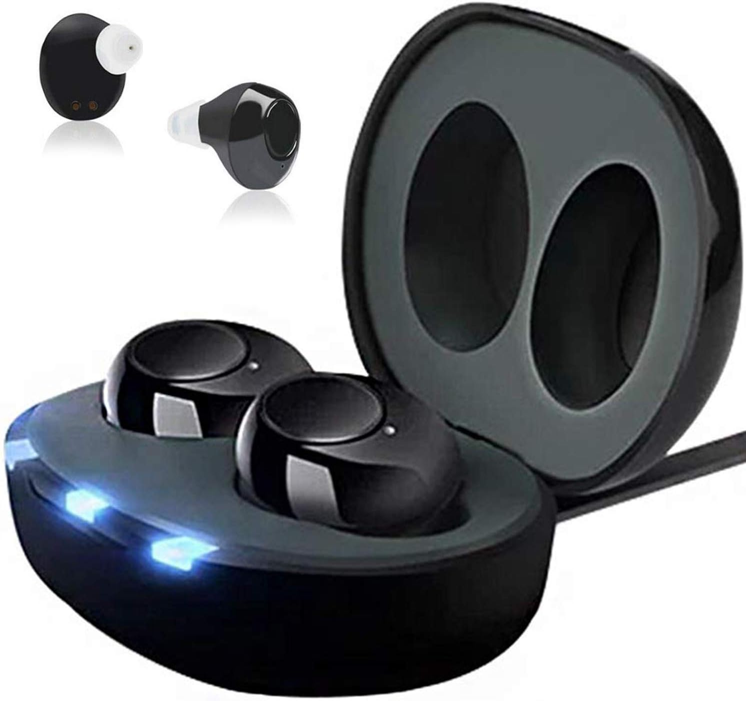 Mini Sound Amplifiers Aids with Portable Charging Case | Rechargeable Stylish 300mAh Clear Sound Adjustable Volume Earbuds 4