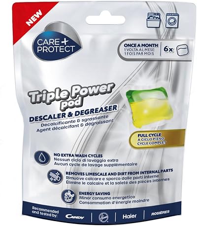 Care + Protect Triple Power Pod Descaler & Degreaser for Washing Machine