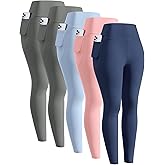 ATTIQOZI 5 Pack Girls' Athletic Leggings, High Waist Leggings for Girls with Pockets, Kids Workout Yoga Pants for Athletic