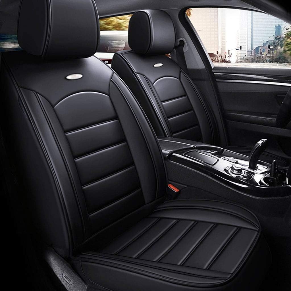 Old street Compatible with Skoda Car Seat Covers PU Leather Seat Covers Universal Suitable for 5 Seats Car Seat Protector Cover Auto Interior Accessories (Color : Black)