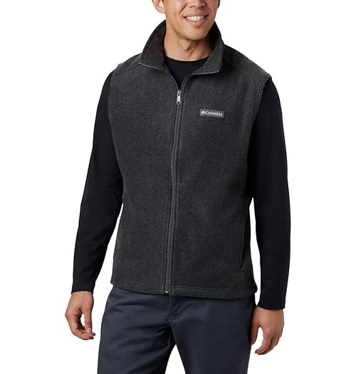 Columbia Mens Steens Mountain Fleece Vest, Charcoal Heather, Large