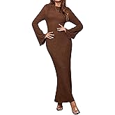 Women Long Sleeve Maxi Dress Bodycon Elegant Formal Wedding Guest Long Fall Dress for Women 2025