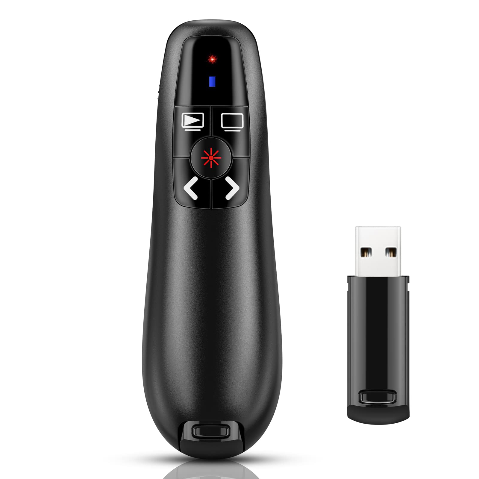 Presentation Clicker Wireless Presenter Remote Clicker for PowerPoint Presentation, Laser Pointer RF 2.4GHz USB PowerPoint Clicker Slide Advancer with Volume Control for Computer/Laptop/Mac