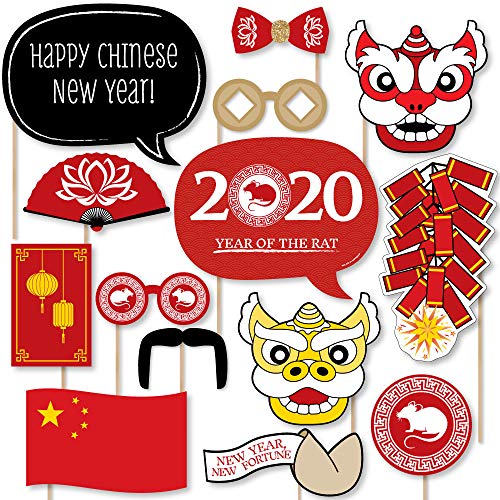 Big Dot of Happiness Chinese New Year - 2020 Year of the Rat Photo Booth Props Kit - 20 Count