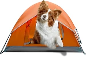ASFANES Outdoor Waterproof Pet Camping Tent, Cave Bed for Indoor Cats and Small Dogs, Portable Cat House Dog House, 39.3x39.3x23.6'', Orange, L.