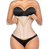 YIANNA Waist Trainer for Women Latex Underbust Tummy Control Waist Cincher Corset Hourglass Body Shaper Zipper and Hooks
