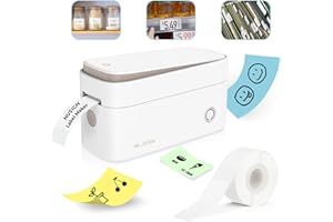 NUSIGN Label Maker Machine with Tape, Bluetooth Label Maker, Portable & Rechargeable Sticker Maker Label Printer with Built-in Cutter, Compatible with iOS Android, White