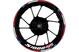 Awonderful 17 inch Wheel Rim Stickers Decals Tape - Compatible with BMW S1000R S1000RR 2009-2024 (Black, Blue, red and White Color Blocking, White and Red are The Main Colors)