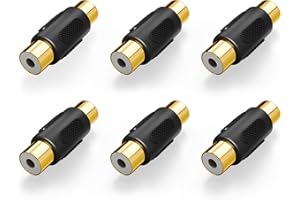 VCE 6-Pack Gold Plated RCA Female to RCA Female Coupler,Compatible with Phono,Speaker,RCA Cable,Amplifier
