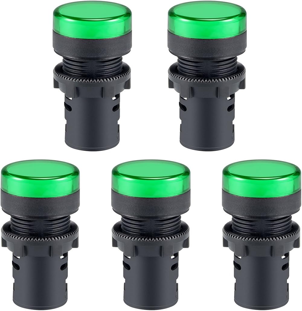 sourcing map 24V Green LED Indicator Light 22mm Panel Mount for Electrical