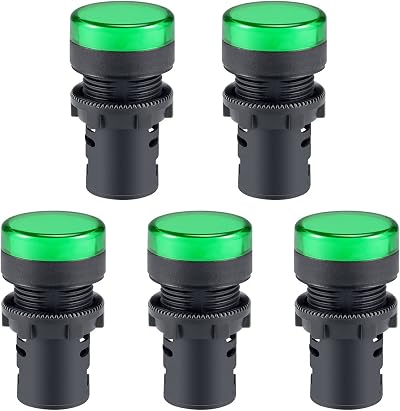 sourcing map 24V Green LED Indicator Light 22mm Panel Mount for Electrical