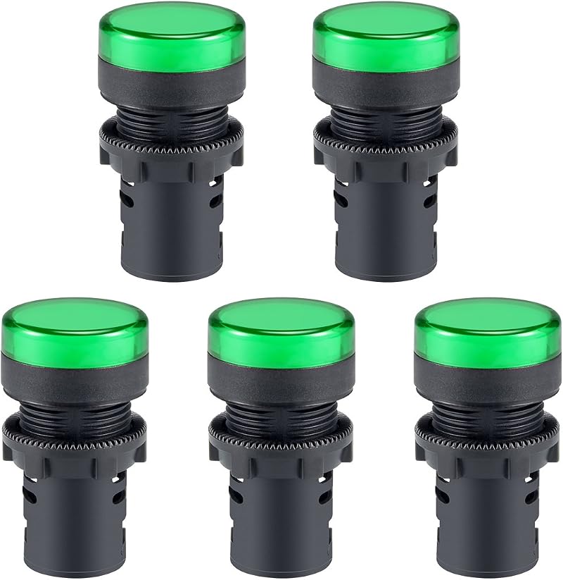 sourcing map 24V Green LED Indicator Light 22mm Panel Mount for Electrical