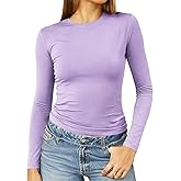 Abardsion Women's Long Sleeve Shirts Spring 2026 Casual Basic Going Out Crop Tops Slim Fit Tight Y2K Clothes