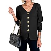 Cicy Bell Womens Button Up Cardigan Sweaters Blazer Trendy Lightweight V Neck Long Sleeve Sweater Tops