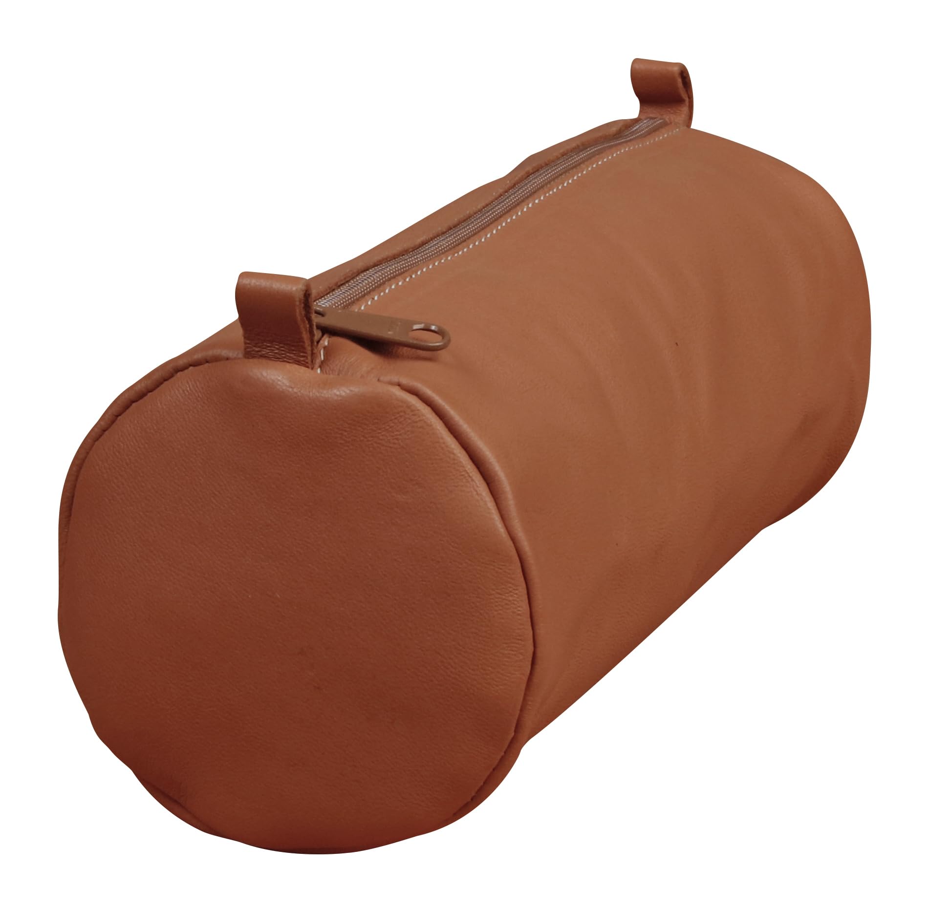 Clairefontaine 77032C Age Bag Collection A Large Round Genuine Brown Lambskin Pencil Case - 22 cm x 8 cm Diameter