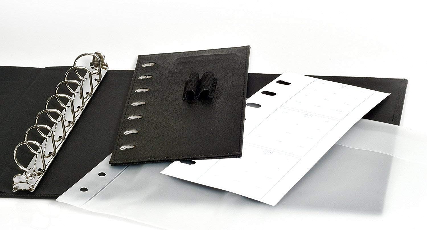 Premium 7 Ring Business Check Binder for 3 on a Page Checks - Large Storage Pouch, Calendar, and Pen Included, | 600 Check / 200 (9" x 13") Sheet Capacity, Black : Office Products