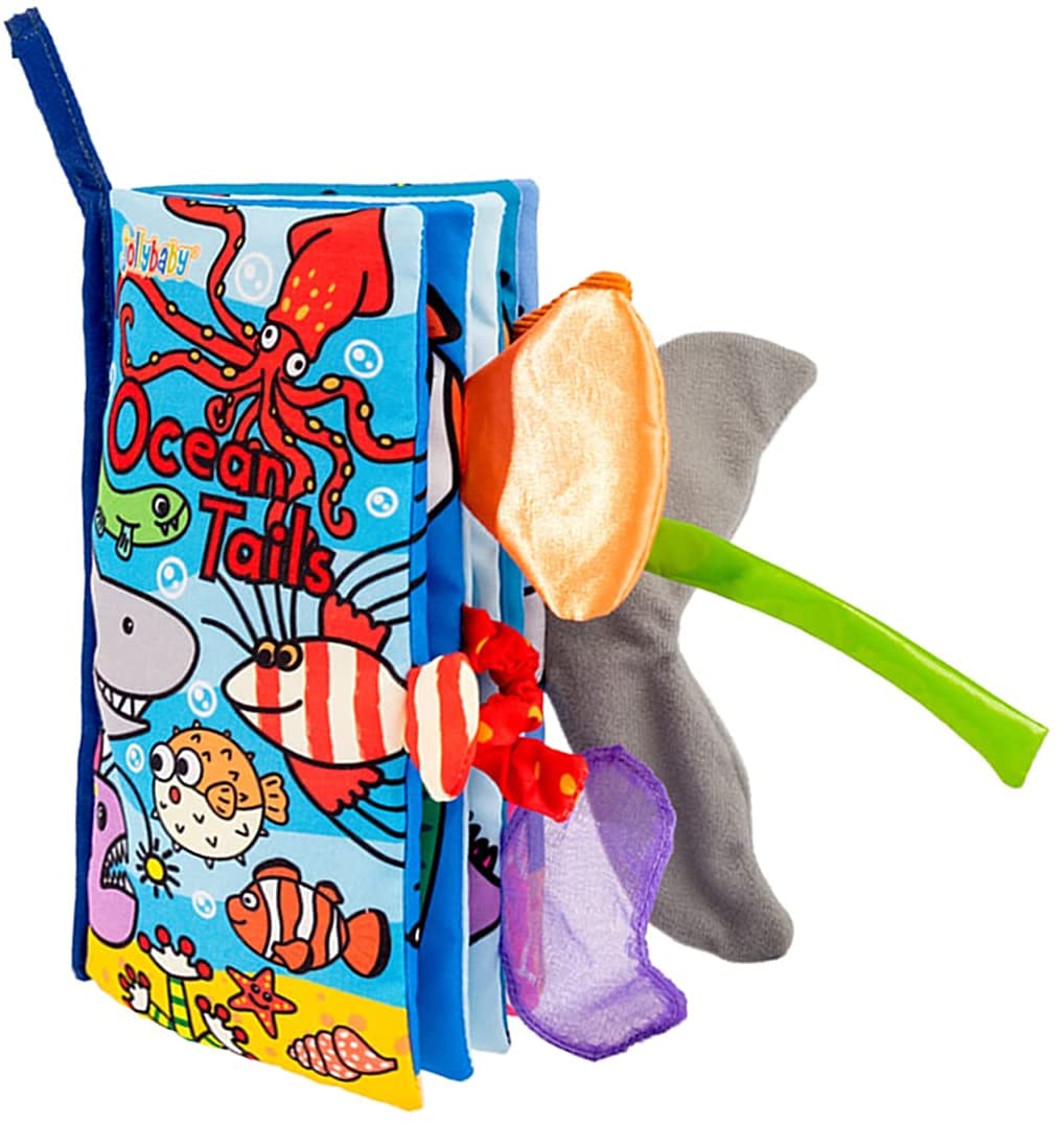 HECCEI Baby Cloth Book, Soft Crinkle Books with Animals Tail Activity Toddler Early Development Interactive Sensory Books for Babies Infant Toddler (Ocean Tails) — image 1