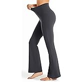 Maxbee Flare Yoga Pants with Pockets for Women, V Crossover Flare Leggings Tummy Control, High Waist Bootcut Yoga Leggings