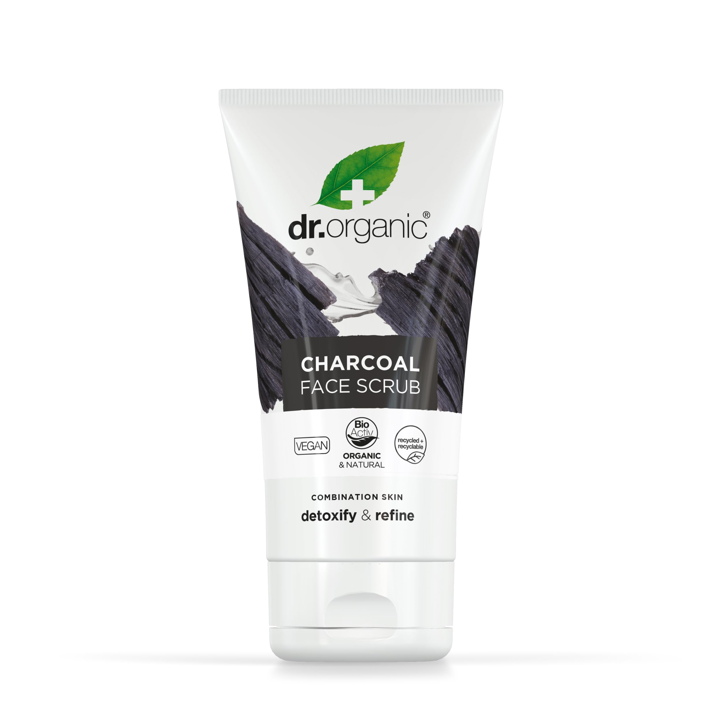Dr Organic Charcoal Face Scrub, Cleansing, For Acne & Clearing Skin, Oily, Problem Skin, Natural, Vegan, Cruelty-Free, Paraben & SLS-Free, Recycled & Recyclable, Organic, 125ml, Packaging may vary