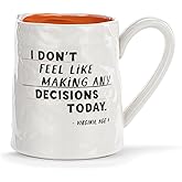 DEMDACO Notepaper Coffee Cup Mug For Your Favorite Morning Brew, 14 Ounce Ceramic Stoneware, Don't Feel Like Decisions