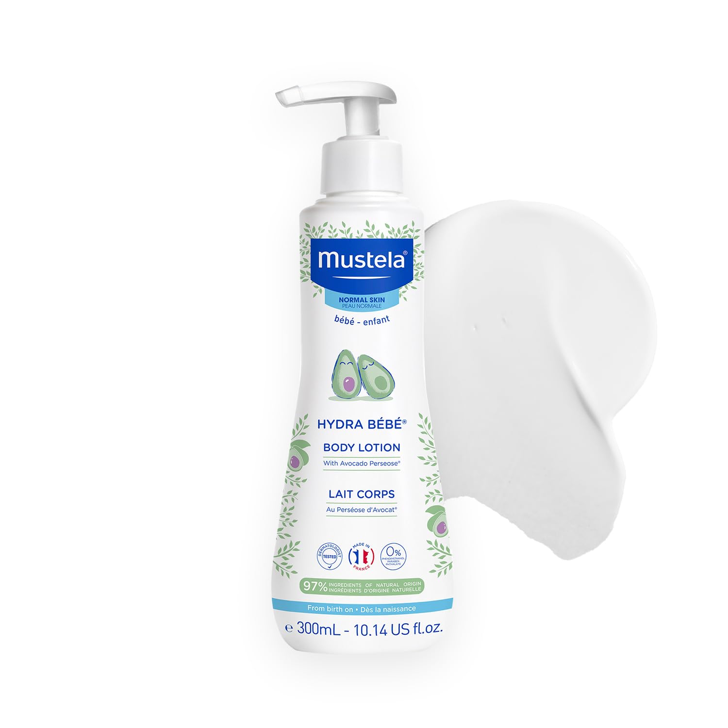 Mustela Hydra Bebe Body Lotion - Daily Moisturizing Baby Lotion with Natural Avocado, Jojoba & Sunflower Oil - 10.14 fl. oz.
