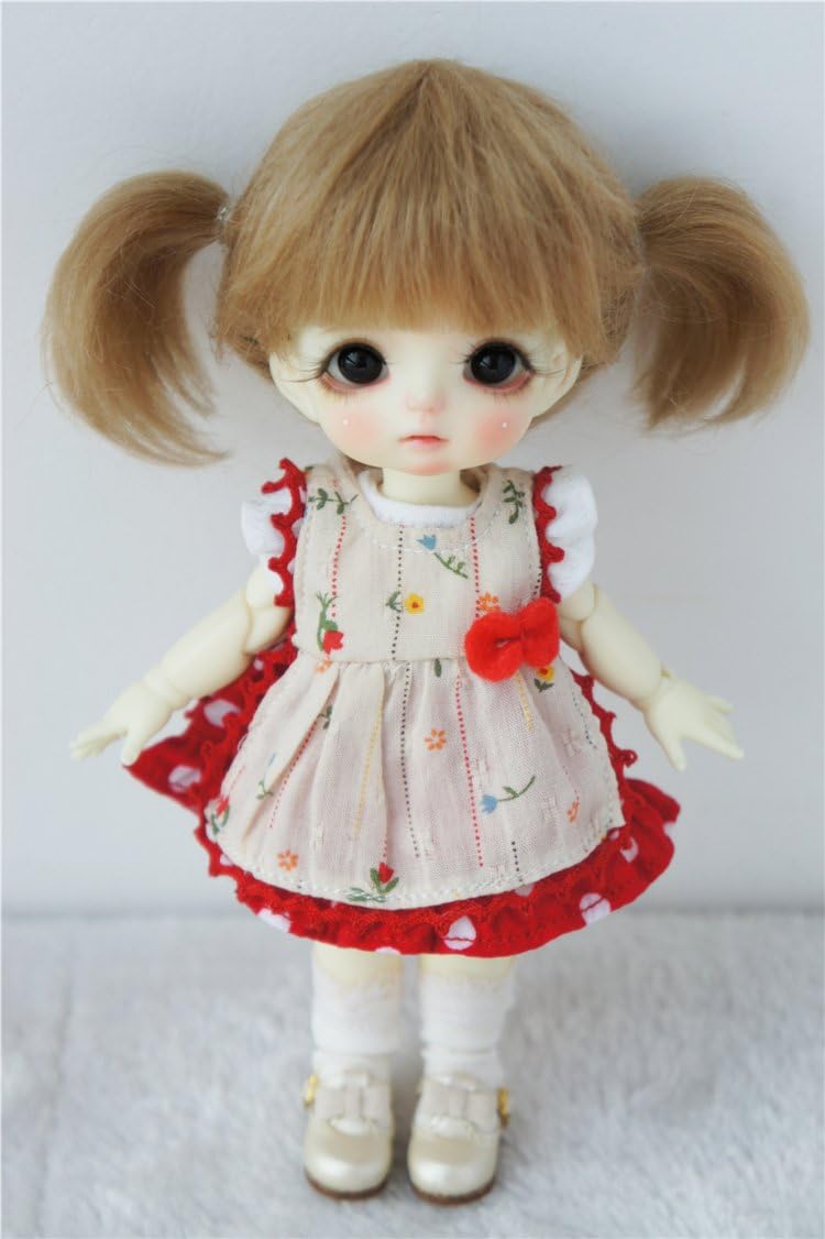Wigs Only JD203 5-6inch 13-15cm Twin Pony Mohair Doll Wigs 1/8 Lati Yellow bjd Accessories (Ash Blond)