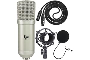LyxPro Studio Condenser Microphone - for Studio, Vocals, Instruments, Podcasting, and Professional Recordings with Shockmount