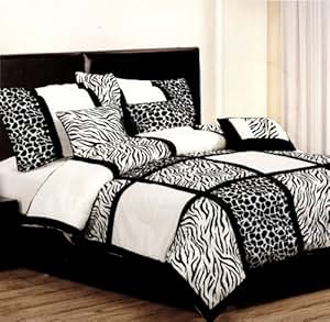 Amazon.com: 7 Pcs Safari Leopard/Zebra Microfiber Bedding
