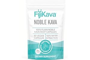 FijiKava Noble Kava Kava Capsules, 600mg Kavalactones Per Serving, Natural Relaxation & Sleep Support Supplement, Vegan & Non-GMO, 60-Count, Premium Piper Methysticum Extract for Calm & Stress Relief