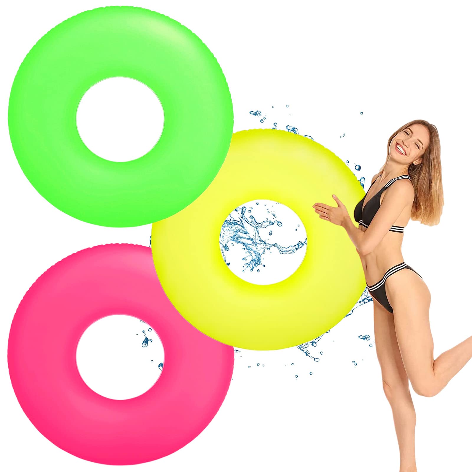 Inflatable Pool Floats Swimming Rings Tubes for Kids Adults,3pcs 91cm Kids Rubber Ring for Swimming,Inflatable Wheel Pool Tube Raft Swim Ring Floaties for Kids Swimming Pool Summer Beach Water Party โ image 1