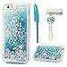 ZSTVIVA Case Cover Replacement for iPhone 6, iPhone 6S, Glitter Liquid Cover Blue Quicksand Bling Sparkle Moving Flowing Love Heart Soft TPU Bumper Protector with Stylus Pen Dust Plug