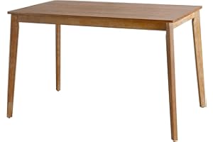 SIMTONAL 47" Farmhouse Dining Table, Mid Century Modern Round Dining Table for 4-6 Person, Wooden Legs, Leisure Coffee Table for Kitchen Dining Room