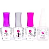 Revel Nail Dip Powder Liquid Set, Base Coat, Activator, Finish Gel &amp; Gel Thinner, 0.5oz, Made in USA